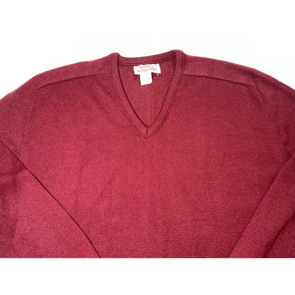 Fall River Knitting Mills Sweater Size XL Maroon Red V-Neck Grandpa VTG 80s USA - Picture 2 of 12